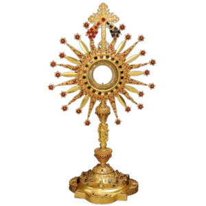 Custodia con pedrería y filigranas
